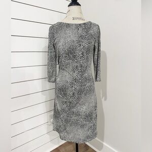 J McLaughlin Ruched Side Animal Print Dress Giraffe Sz M